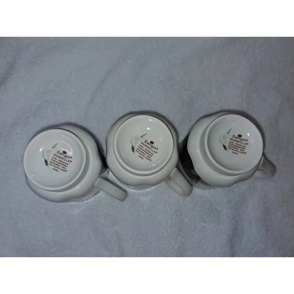 Sango Quadrille Black Lilies Set Of 3 Pieces.